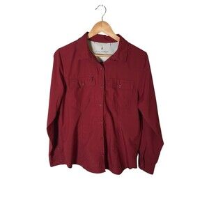 Royal Robbins Shirt Men's Size Medium Red Standard Fit Button Up Work